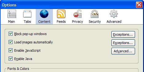 Firefox scripting screenshot